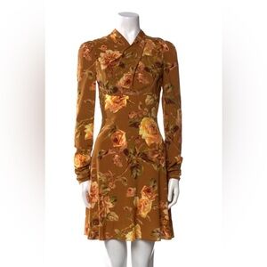 Zimmermann Mustard Floral Long Sleeve Dress